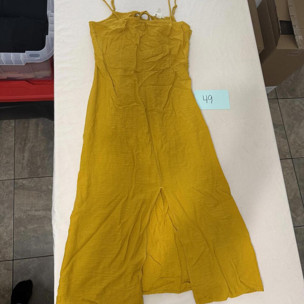 H&M Mustard Yellow Spaghetti Strap Dress Size Medium - Picture 3 of 8